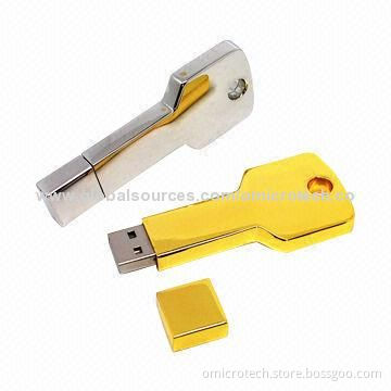 Key-shaped USB Flash Drives with Metal Case, 1/2/4/8/16/32/64GB Capacities